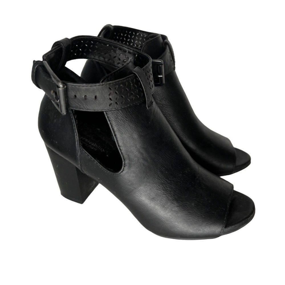 Sole Senseability Kohls Ankle Shoes Booties Sz 7 Faux Leather Peep Toe